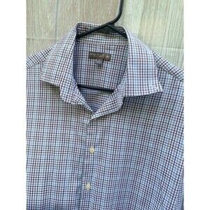 Peter Millar Summer Comfort Shirt Mens Large Gingham Plaid Performance Stretch